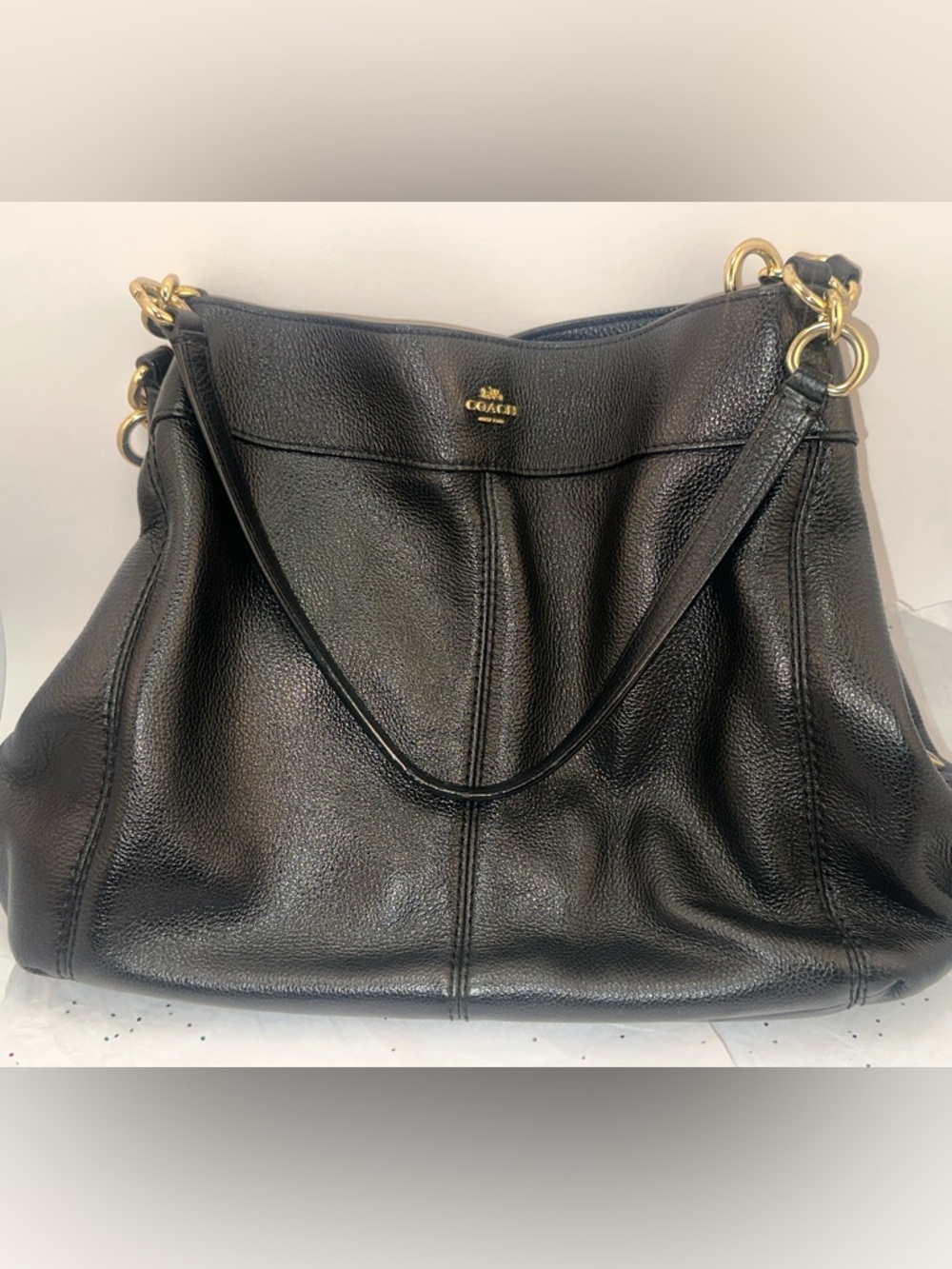 Coach Lexie Tote Bag Black Pebbled Leather F28997